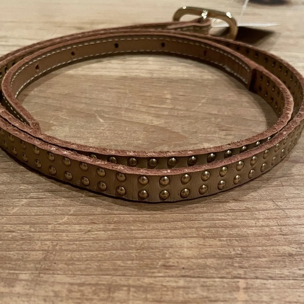 NWT J. Crew 100% leather gold beige skinny belt Old Money, business  Holiday LG